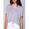 Casual Women's V-Neck High Low T-Shirt - GRAY S