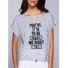Jewel Neck Lettre T-shirt imprimé femmes Casual  's - Gris M