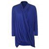 Simple Style Solid Color col bénitier à manches 3/4 plissé en vrac Blouse pour les femmes - Bleu 2XL