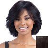 Women 's  Flufffy Curly Incliné Bang perruque de cheveux humains - 6 Brown Moyen 