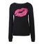 Attractive Lip Printed Color Block Pullover Sweatshirt For Women - BLACK S