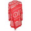 Simple Style Printed Collarless Tassel Hem Knitted Cardigan For Women - RED M