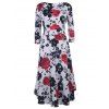 Style vintage 1/2 manches col rond imprimé floral femmes robe  's - Rouge S