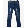 Élégant Mid-Waisted Broken Hold Design Déchaîné Women's Jeans - Bleu M