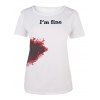 Casual Bloodstain Print Round Neck Short Sleeve T-Shirt For Women - WHITE L