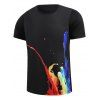 3D élégant Colorful Pigment Splash-Ink Imprimer T-shirt col rond manches courtes hommes s ' - Noir 2XL