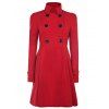 Double Breasted Fit and Flare Wool Coat - RED M