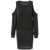 Trendy à manches longues col rond Pure Color Dress tricotées femmes - Noir S