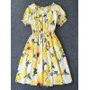 Women 's  Lemon Mignon Print Off-The-épaule Robe plissée - RAL1012 Tartrazine XL