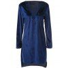 V-Neck Cut Out Pure Color manches longues Asymétrique vestimentaire pour les femmes - Bleu profond XL