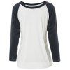 Casual Round Neck Long Sleeve Loose Color Block Women's T-Shirt - GREY/WHITE S