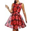 Elegant Women's Jewel Neck Sleeveless Floral Dress - Rouge L