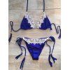 Style rétro Tassel design dentelle Décoré Royal Blue Bikini Set pour les femmes - Bleu Saphir L