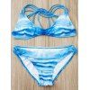Attractive Imprimé coupe-bas Costume Halter Bikini pour les femmes - Bleu S