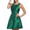 Elegant Women's Jewel Neck Sleeveless Cut Out Floral Dress - Vert M
