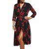 Chic Floral Tie-Front Imprimer Femmes Kimono Dress  's - Rouge ONE SIZE(FIT SIZE XS TO M)