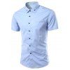 Élégant Color Block Spliced ​​col rabattu de manches courtes hommes  Shirt - Bleu clair 4XL