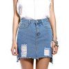 Chic Frayed Pocket Design Women's Denim Skirt - BLUE M