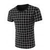 Stylish Round Neck Checked Short Sleeve Men's T-Shirt - Noir XL