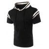 Hooded Stripe Splicing Design Short Sleeve Men's Hoodie - Noir XL