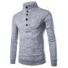 Men 's  Casual stand Collar Design Bouton manches longues Pull - Gris Clair L