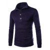 Men 's  Casual stand Collar Design Bouton manches longues Pull - Cadetblue L