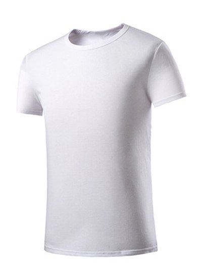 Men 's  Casual col rond couleur manches courtes T-shirts solides - Blanc M