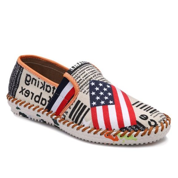 Fashionable Letter Print and American Flag Pattern Design Men's Canvas Shoes - multicolore 41