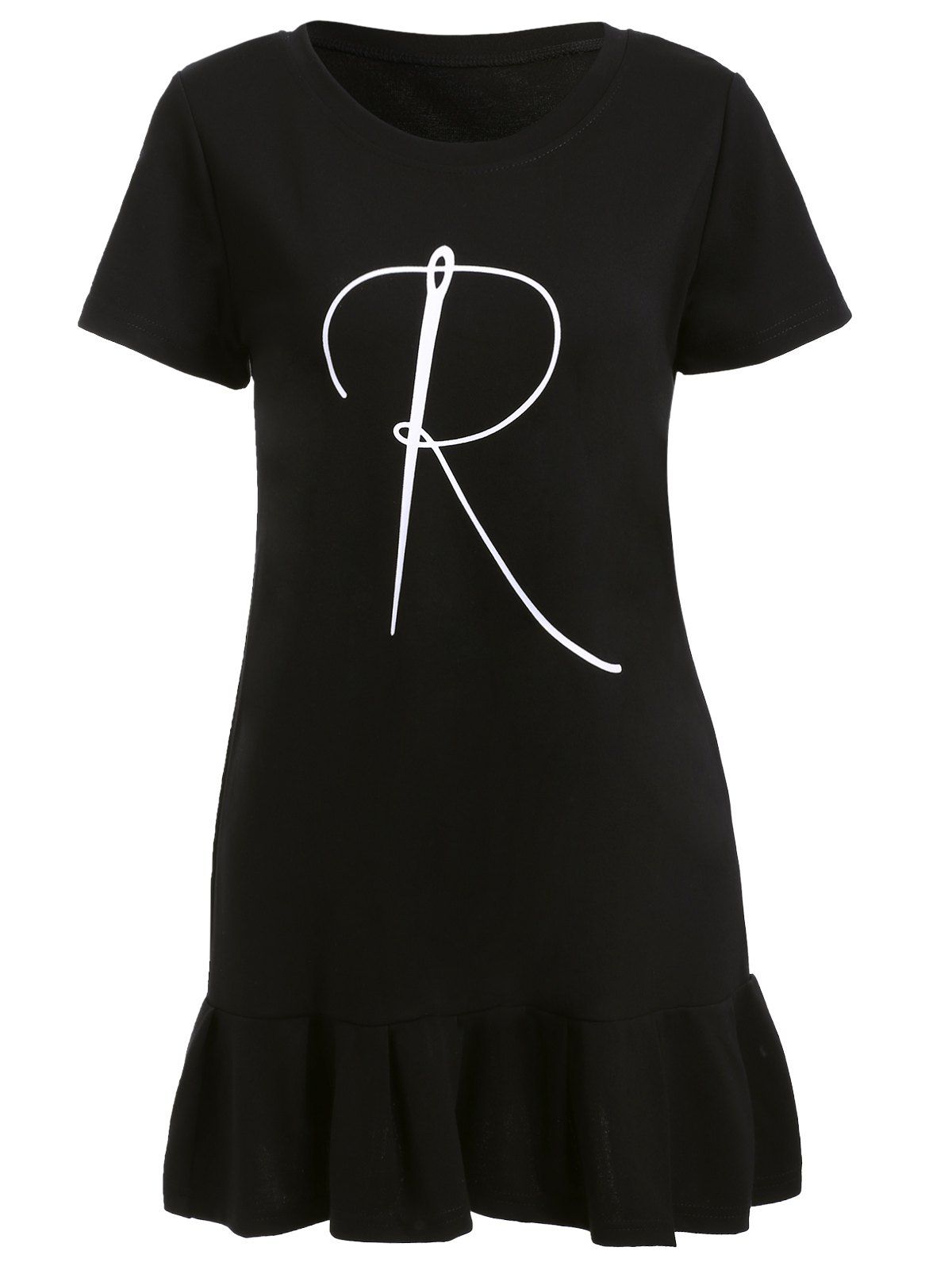 

Women's Graceful Fishtail Letter Pattern Dress, Black