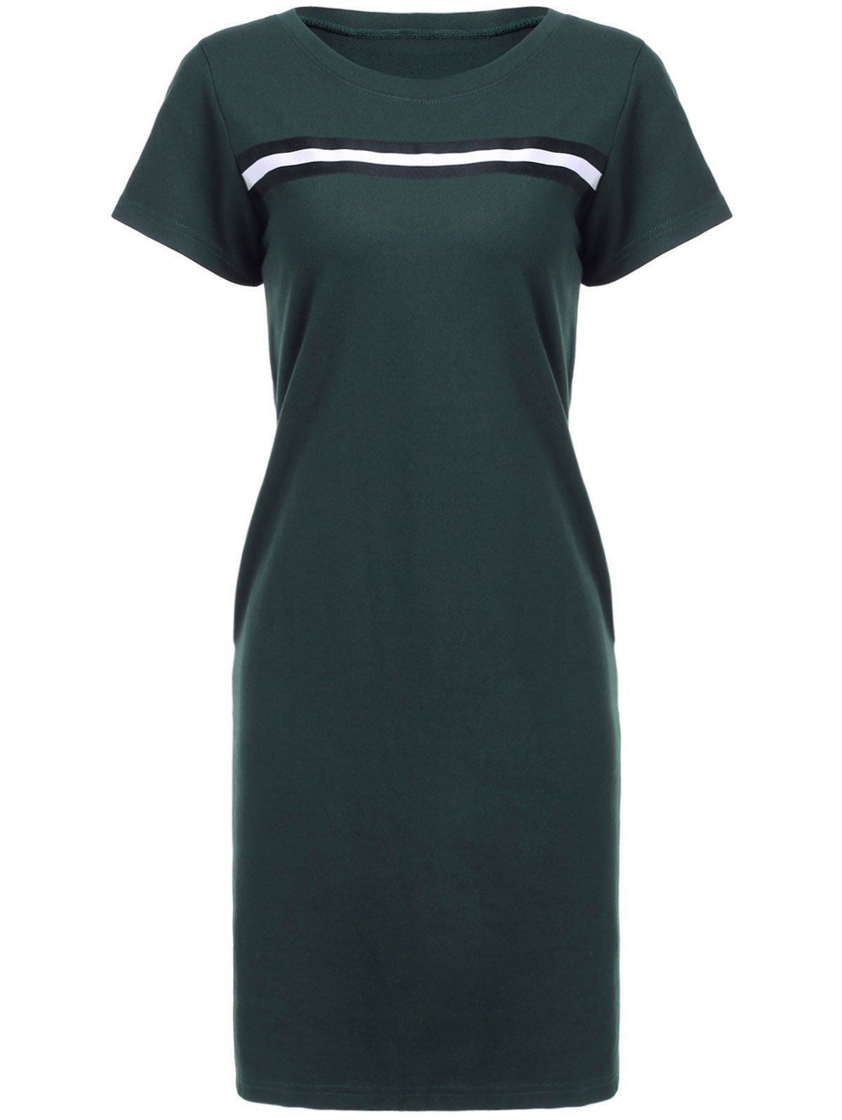 

Women's Graceful Appliques Shift Dress, Blackish green