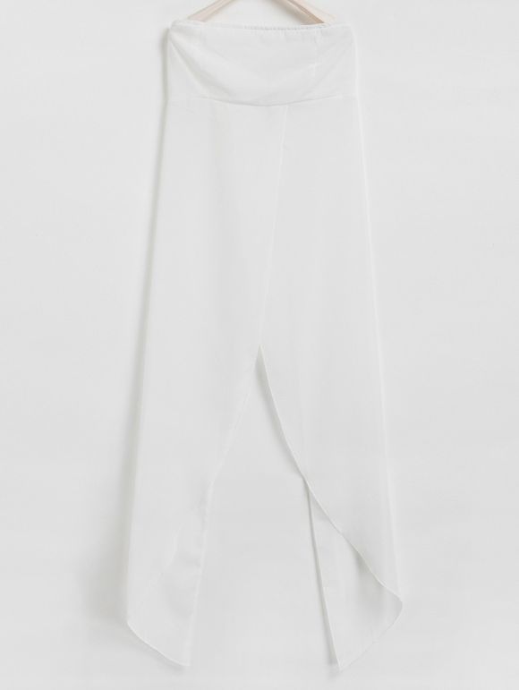 Séduisante Haute Slit bretelles Blouse pour les femmes - Blanc XL