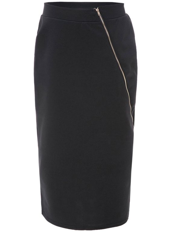 Trendy Zipper Design jupe haute taille - Noir ONE SIZE(FIT SIZE XS TO M)