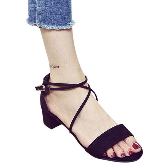 Mode talon Chunky et Sandals Cross Straps design Femmes  's - Noir 39