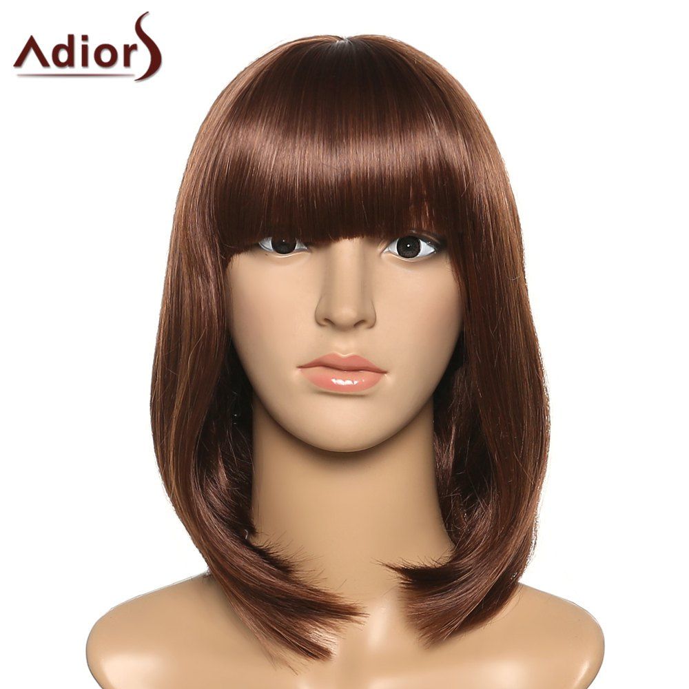 

Women's Stylish Adiors Straight Full Bang Synthetic Wig, Colormix