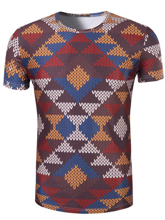 T-Shirt À Manches Courtes À Col Rond Imprimé 3d Pour Hommes - multicolore 2XL