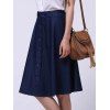 Single-Breasted Elastic Waist Women's Denim Skirt - Bleu profond 2XL