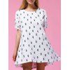 Sweet Cactus Print Short Sleeve Round Neck Women's Dress - Blanc Cassé XL