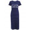 Scoop Neck Striped Midi Robe de femmes élégantes - Bleu L