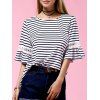 Trendy Plus Size Flare Sleeve Striped T-Shirt For Women - Rayure 4XL