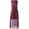 Robe sans manches de col Style rétro ronde avec l'impression paisley pour les femmes - Rouge vineux S