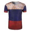 Bloc 3D Retro couleur col rond manches courtes T-Shirt 's Men - multicolore 2XL
