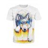 3D Crying Dog Print T-shirt à manches courtes à manches courtes à manches longues pour hommes - Blanc 2XL