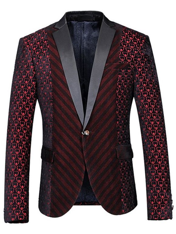 Slimming Back Slit Single Button Long Sleeves Blazer For Men - Rouge vineux M