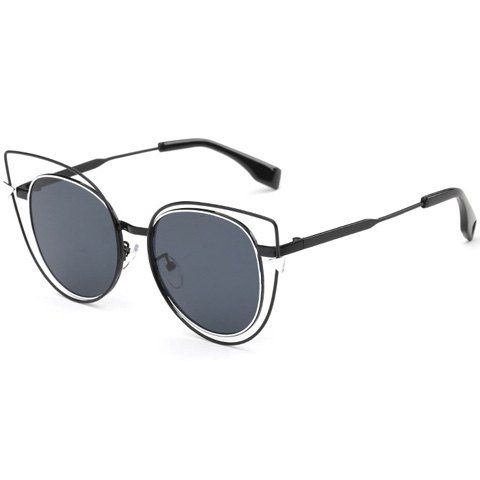 Objectifs Flat Femmes Élégant  's Cut Out Street Fashion Black Cat Eye Sunglasses - Noir 
