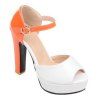 Trendy Color Block and Chunky Heel Design Women's Sandals - Saumon 39