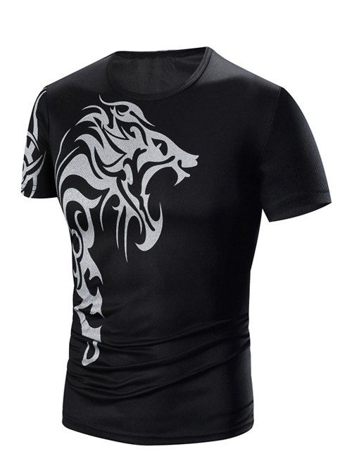 

Men's Round Neck Printing Short Sleeve T-Shirt, Black