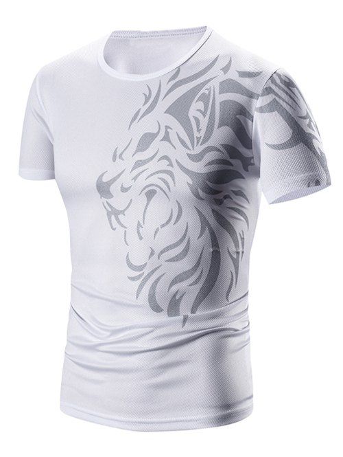 T-Shirt à Manches Courtes et à Col Rond d'Impression pour Homme - Blanc XL