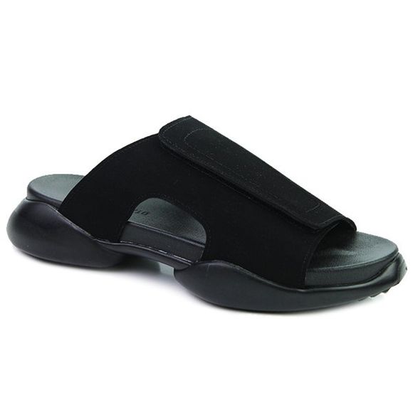 Casual Velcro design Men  's Pantoufles noir et - Noir 44