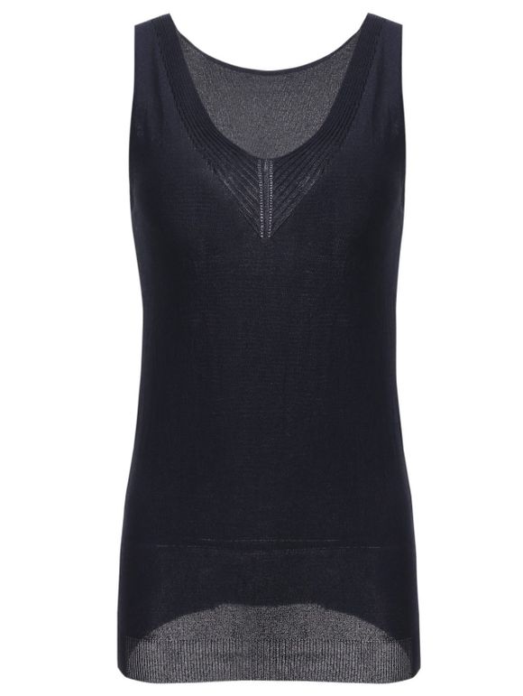 Simple Style Scoop Neck Knitted Women's Tank Top - Noir ONE SIZE(FIT SIZE XS TO M)