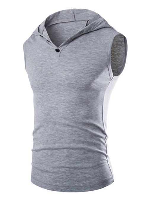 

Men's Casual Hooded Solid Color Tank Top, Light gray